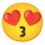 kissing face + smiling face with heart-eyes