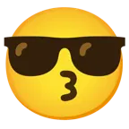 kissing face + smiling face with sunglasses