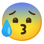 kissing face + anxious face with sweat