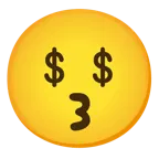 kissing face + money-mouth face