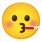 kissing face + face with thermometer
