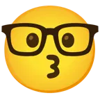 kissing face + nerd face