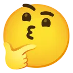 kissing face + thinking face