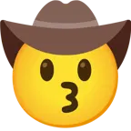 kissing face + cowboy hat face