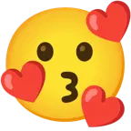 kissing face + smiling face with hearts