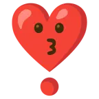 kissing face + heart exclamation