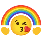 face blowing a kiss + rainbow