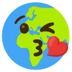 face blowing a kiss + globe showing Europe-Africa