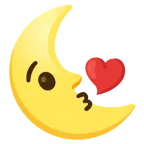 face blowing a kiss + last quarter moon face