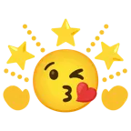 face blowing a kiss + glowing star