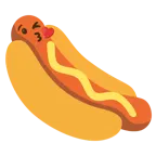 face blowing a kiss + hot dog