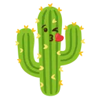 face blowing a kiss + cactus