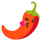 face blowing a kiss + hot pepper