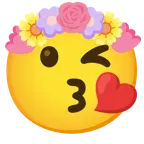 face blowing a kiss + tulip