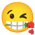 face blowing a kiss + rose