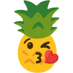face blowing a kiss + pineapple