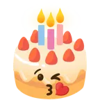face blowing a kiss + birthday cake