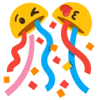 face blowing a kiss + confetti ball