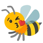 face blowing a kiss + honeybee