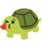face blowing a kiss + turtle