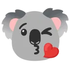 face blowing a kiss + koala
