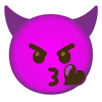 face blowing a kiss + angry face with horns