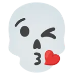 face blowing a kiss + skull