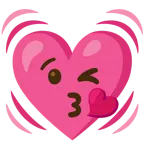 face blowing a kiss + beating heart