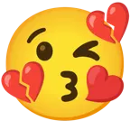 face blowing a kiss + broken heart