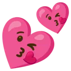 face blowing a kiss + two hearts