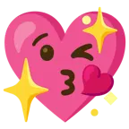 face blowing a kiss + sparkling heart