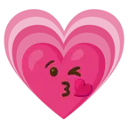 face blowing a kiss + growing heart