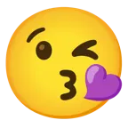 face blowing a kiss + purple heart