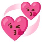 face blowing a kiss + revolving hearts