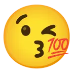 face blowing a kiss + hundred points