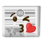 face blowing a kiss + newspaper