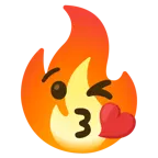 face blowing a kiss + fire