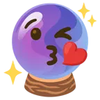 face blowing a kiss + crystal ball