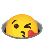 face blowing a kiss + hole