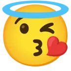 face blowing a kiss + smiling face with halo