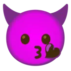 face blowing a kiss + smiling face with horns