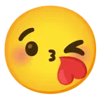 face blowing a kiss + smiling face with smiling eyes