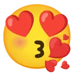 face blowing a kiss + smiling face with heart-eyes