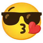 face blowing a kiss + smiling face with sunglasses