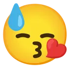 face blowing a kiss + downcast face with sweat