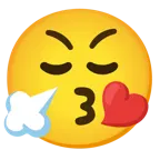 face blowing a kiss + face with steam from nose
