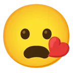 face blowing a kiss + frowning face with open mouth