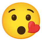 face blowing a kiss + hushed face