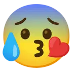face blowing a kiss + anxious face with sweat