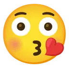 face blowing a kiss + flushed face
